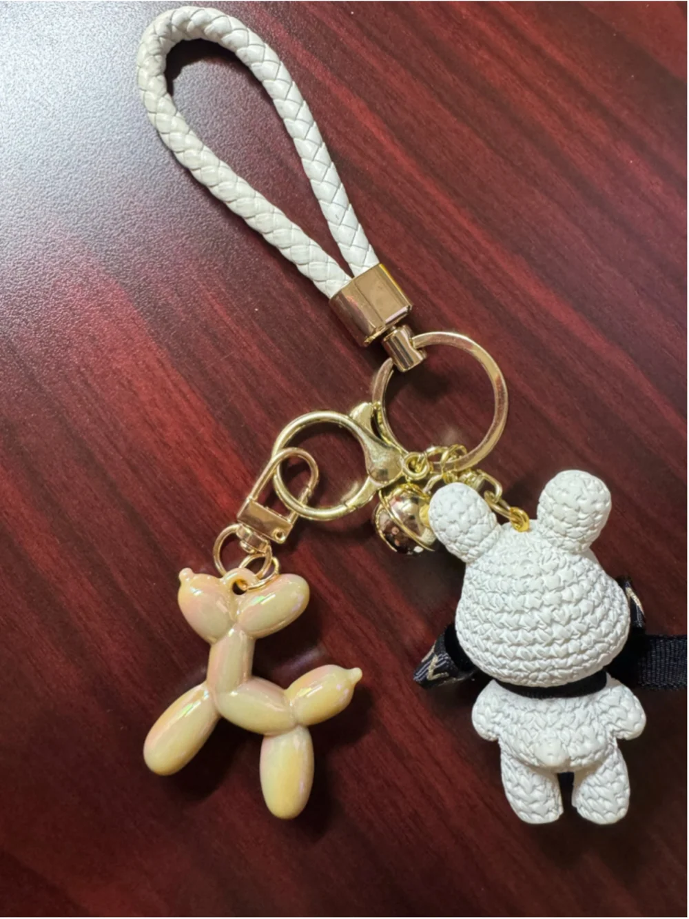 Balloon Dog & Textured Bear Bag Charm Keychain Wristlet